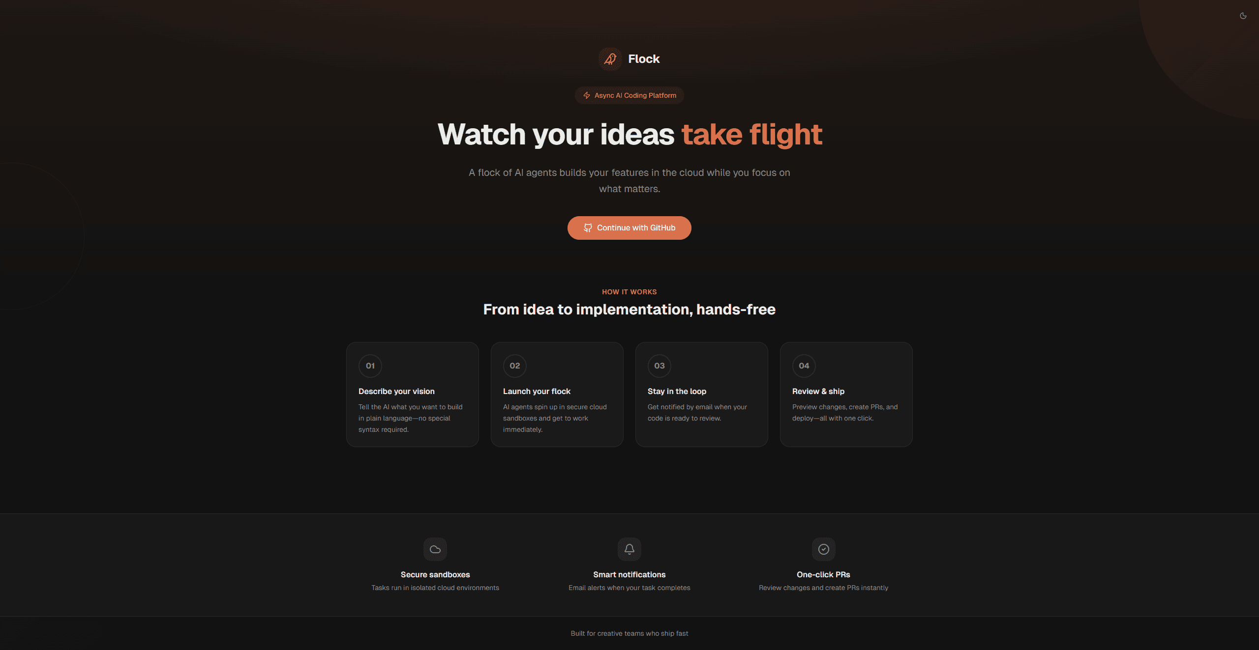Flock Login page
